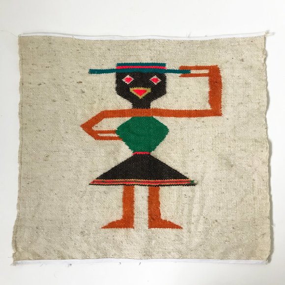 Vintage Other - Vintage Latin American Handwoven Wool Figure with Hat and Dress Textile Panel